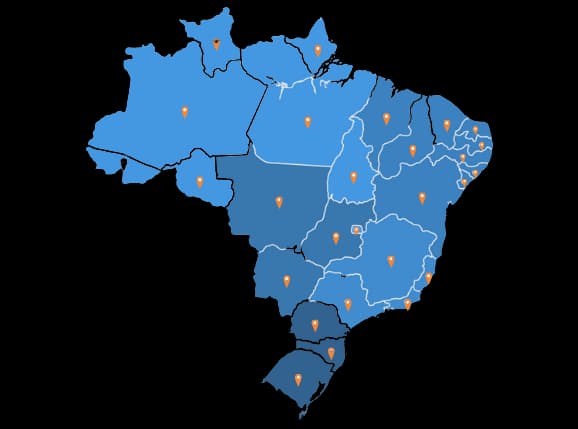 Mapa de atuação nacional